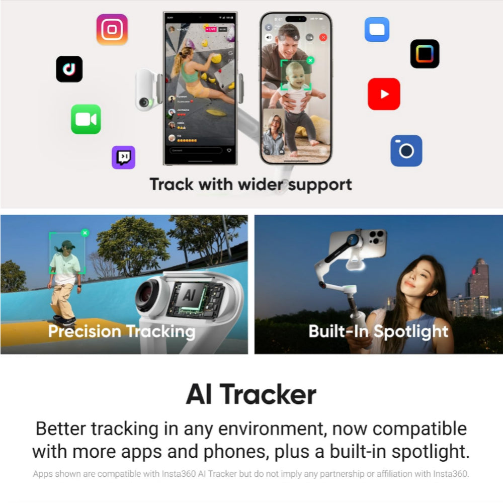Insta360 Handheld Gimbals Flow 2 Ai Tracker Bundle